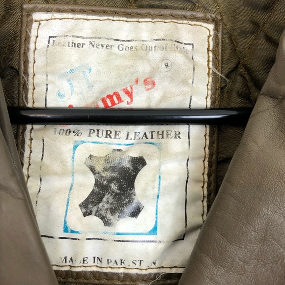 Vintage Belted Leather Jacket Sz S - Picture 7 of 15